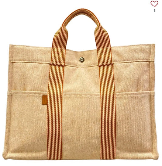 HERMES New Fourre Tout Tote MM Tote Bag Cream Orange Canvas 36061360