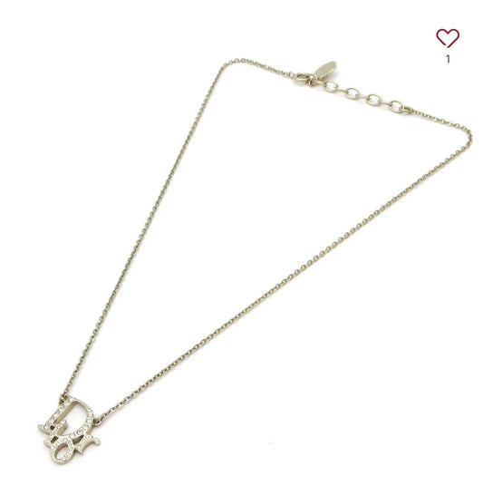 DIOR/ChristianDior Necklace Silver Clear Hardware Rhinestones 36061368