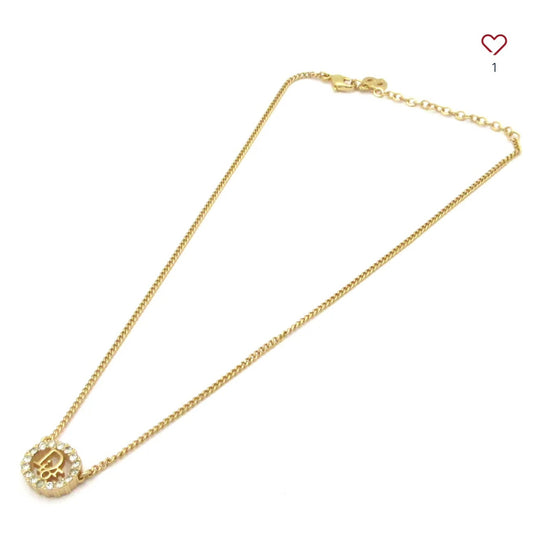 DIOR/ChristianDior Necklace Gold Clear Hardware Rhinestones 36061373